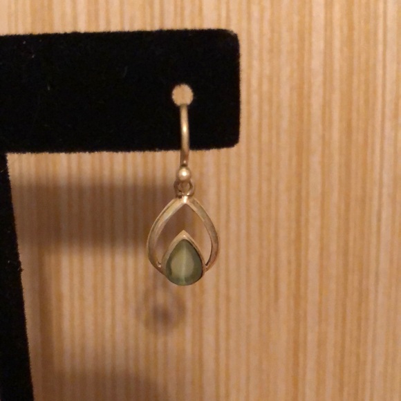 Sterling Silver & Green Gem Earrings - Picture 3 of 4